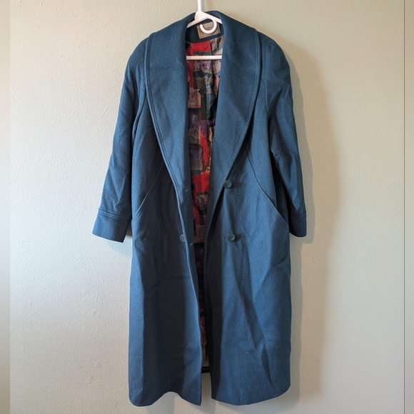 Vintage Wool blend Long Line Pea Overcoat Trench Size XL - Picture 2 of 8